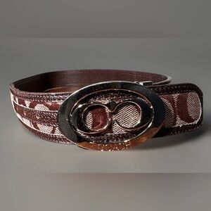 Coach Signature Buckle Cut To Size Belt. Classic CC Design Up To 33.5”